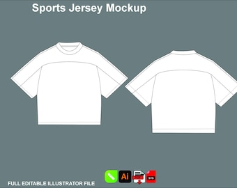 Modelo vetorial de camisa de futebol, pacote técnico para camisa de futebol oversized estilo streetwear, formatos AI, PNG e SVG.
