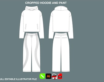 Modello vettoriale di tuta streetwear / Pacchetto tecnico giacca e pantaloni da jogging / Design mockup