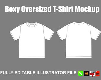 Modello di mockup per t-shirt squadrata, streetwear, t-shirt oversize, pacchetto tecnico AI PNG