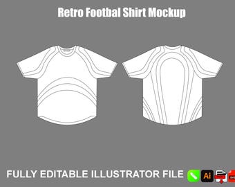 Modello PSD AI per maglia da calcio retrò / Modello per maglia da calcio streetwear / Download immediato