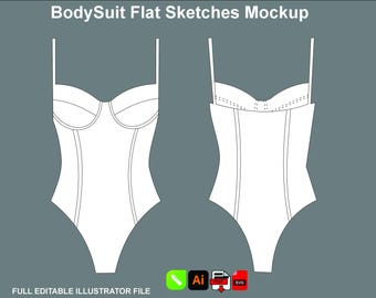 Modello di body da donna Illustrator Streetwear Tech Pack Mockup Abbigliamento CAD Vettoriale Moda Schizzo piatto