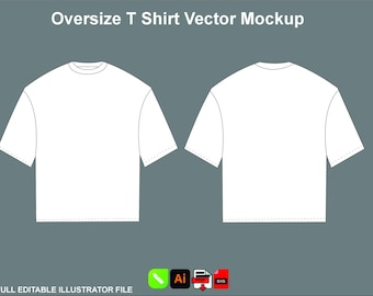 Sjabloonsjabloon oversized T-shirt, streetwear Tech Pack, pdf-vector AI (digitale download)
