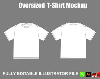 Modello vettoriale di maglietta oversize, schizzo piatto per pacchetto tecnico, modello modificabile, download digitale