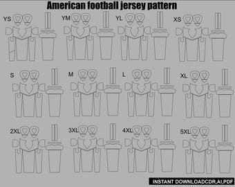 Naaipatroon voor een American Football-shirt (PDF), sportuniform, maten XS-5XL