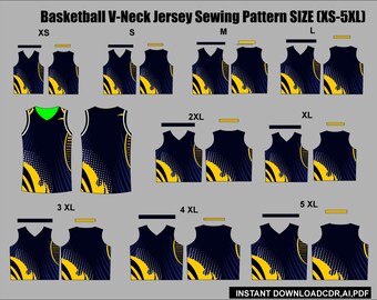 Basketbal V-hals Jersey Naaipatroon Sportuniform PDF Atletische Tanktop Patroon Printbaar