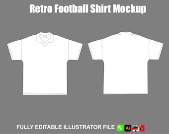 Modello vettoriale di mockup per maglia da calcio retrò, design streetwear e tecnologico.