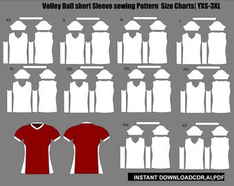 Volleyball Shirt Naaipatroon | Sportshirt met Korte Mouwen PDF | Sportuniform Printbare Digitale Download