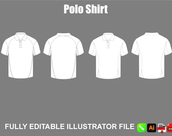 Korte Mouw Polo Shirt Vector Sjabloon Tekening Tech Pack Tekening Adobe Illustrator PNG SVG