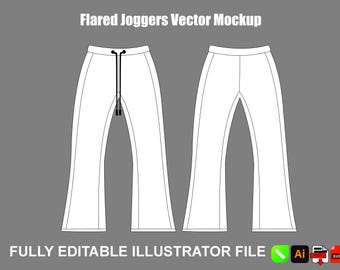 Modello mockup di pantaloni da jogging a zampa d'elefante, pacchetto tecnico di pantaloni della tuta streetwear AI PNG