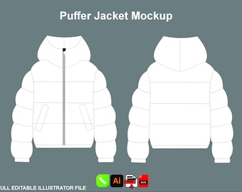 Gewatteerde jas sjabloonillustrator | Tech Pack Streetwear-windjack | Kledingmodelvector