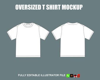 Modello vettoriale di mockup per t-shirt oversize / Pacchetto tecnologico per la moda streetwear / Download digitale CAD per abbigliamento modificabile