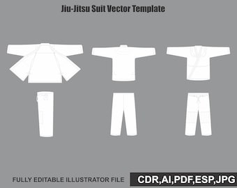 BJJ Gi Vectoren Sjabloon | Jiu Jitsu Pak Mockup | Braziliaans Jiu Jitsu Uniform Tech Pack | AI PNG
