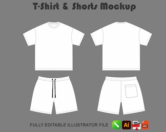 Maglietta streetwear e pantaloncini sportivi, mockup vettoriale, design del marchio di abbigliamento, AI PNG