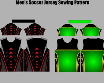 Naaipatroon voor een herenvoetbalshirt (PDF, CDR-bestand, XS-5XL)