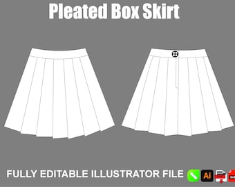 Mockup di gonna a pieghe / Modello vettoriale per schizzi di moda / Download