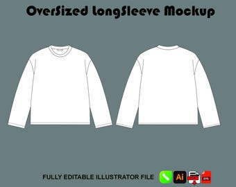 Modello vettoriale per streetwear a maniche lunghe oversize a doppio strato - Pacchetto tecnico