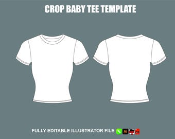 Baby T-shirt Vector mockup sjabloon mode platte schets bewerkbaar AI-kledingbestand