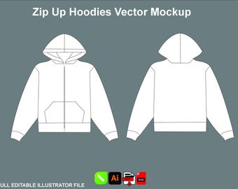 Mockup di felpa con zip oversize / Pacchetto tecnico streetwear PSD AI / Download immediato