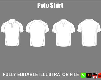 Short Sleeve Polo Shirt Tech Pack Mockup Vector Template Streetwear Illustrator Design
