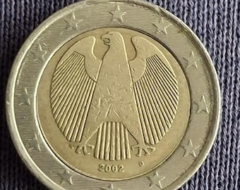 希少な2002年ドイツ2ユーロ硬貨 - 「G」ミントマーク付きヴィンテージ