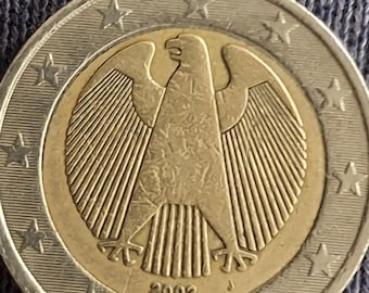 希少な2002年ドイツ2ユーロ硬貨 - 「G」ミントマーク付きヴィンテージ