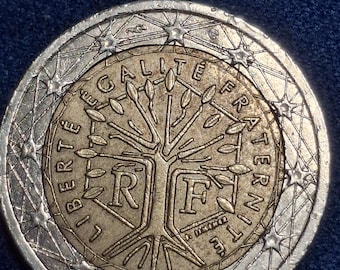 フランス 2ユーロ 硬貨 2002 年フランス 2 ユーロ硬貨: 造幣局エラー、「Liberte Egalite