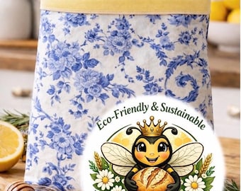 Bolsa de almacenamiento de tela XL o M y cera de abeja de origen local con cierre de velcro ecológico.