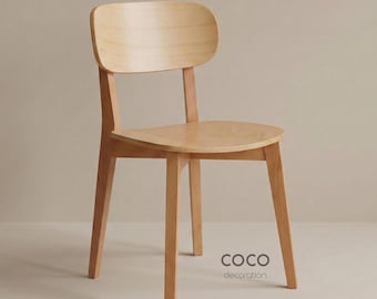 Silla de comedor de madera maciza hecha a mano - Silla de madera para decoración moderna del hogar - Diseño vintage y rústico