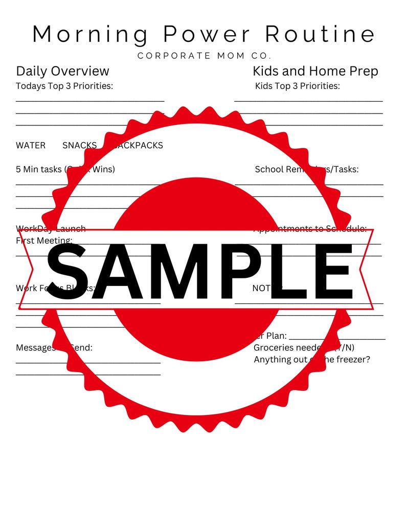 Morning Routine Planner: Daily Task Printable for Working Moms (digital ...