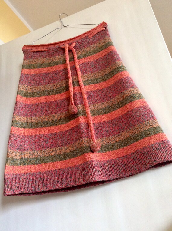 A LINE Skirt hand Knit Skirt drawstring Skirt knit Skirt Women