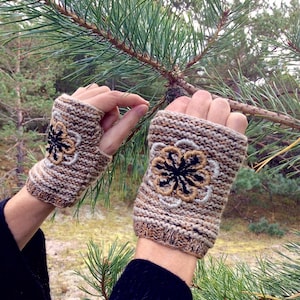 EMBROIDERED Knit Fingerless Gloves,Hand Warmers Gloves,Hand Knit Fingerless Gloves,Arm Warmers,Fingerless Mittens,Sustainable Knit Gift,Lele