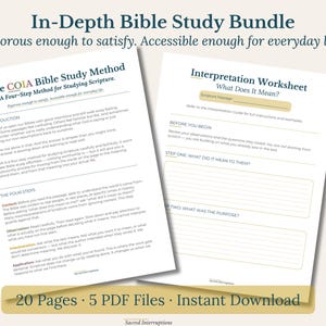 Inductive Bible Study Printable Bundle - Scripture Study Worksheets - Christian PDF Instant Download - COIA Method