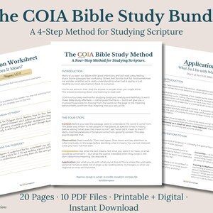 Inductive Bible Study Printable & Fillable Bundle - Scripture Study Worksheets - Christian PDF Instant Download - COIA Method