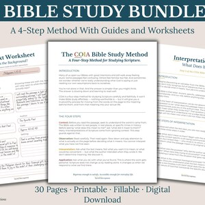 Bible Study Bundle, Inductive Bible Study Guides & Worksheets, COIA Method, Printable and Digital Download Template
