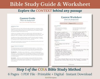 Bible Study Guide & Worksheet, Observation Inductive Bible Study Printable, COIA Method Step 1, Scripture Study PDF Instant Download