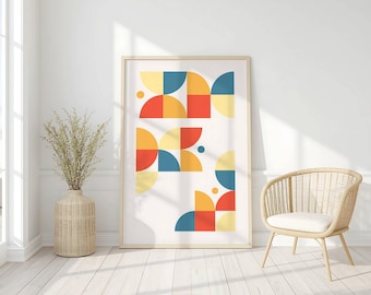 Bauhaus Wall Art Mid Century Modern Geometryczny wydruk Abstrakcyjny kolorowy plakat Dekoracja cyfrowa Pobierz