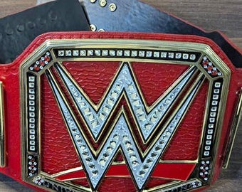 Handmade - Universal Championship Belt – High-Quality Premium  Zinc Alloy Title Belt with Genuine Red Cowhide Leather.