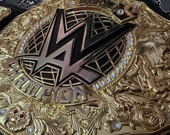 Handmade World Champion Belt – HD Quality Zinc Alloy, 24K Gold Plated, Genuine Cowhide Leather Premium Title Belt