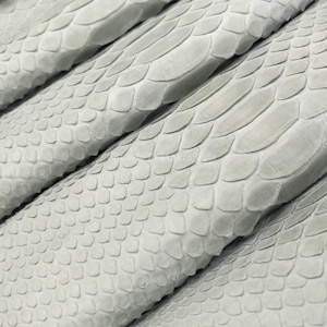 Genuine Reticulated Python Leather Skin | Light Grey Bleached Belly Skin | Indonesian Tannery