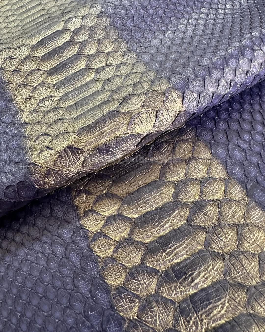 Genuine Reticulated Python Leather Skin | Two-tone Yellow Blue ...