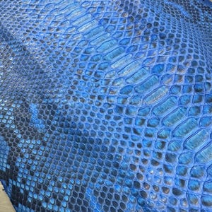 Genuine Reticulated Python Leather Skin | Royal Blue Matte Unbleached Belly Skin | Indonesian Tannery