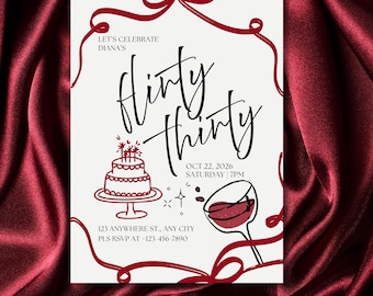 Flirty Thirty Birthday Invitation | Editable Canva Template