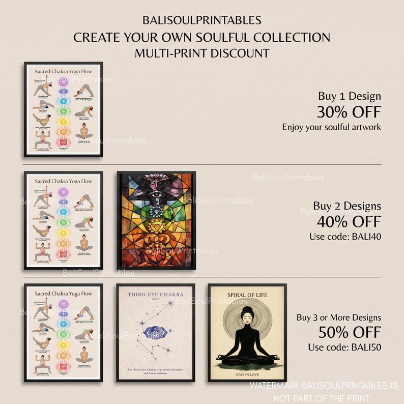 7 Chakra Alignment Chart Poster, Yoga Poses Meditation Guide, Sacred ...