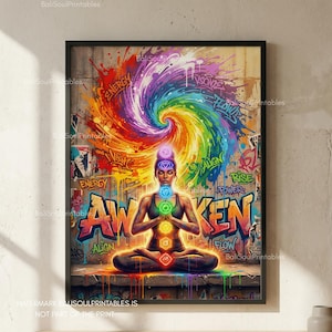 Sieben Chakra Wand-Kunstdruck, spirituelle Energie Heilung Poster, bunte Aura Ausrichtung Dekor für Yoga & Mindfulness Meditation Art Home Decor