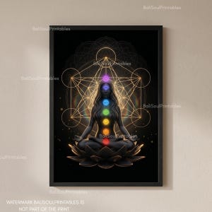 Awakened Light Body Wall Art Print, Sacred Geometry Meditation Poster, Healing & Chakra Alignment Decor for Mindful Living, Spiritual Wisdom