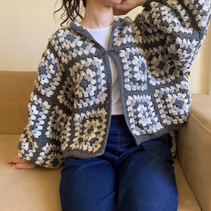 From Squares to Style _ Step-by-Step Crochet Cardigan Pattern / Granny Square Cardigan PDF for Beginners + Photos & Videos Tutorial.