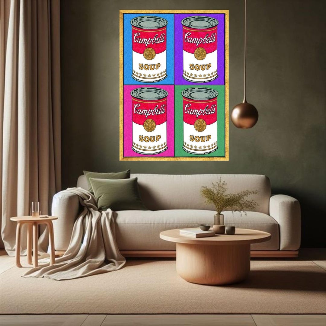 Campbell's Soup Pop Art Canvas, Andy Warhol Inspired Wall Art, Colorful ...
