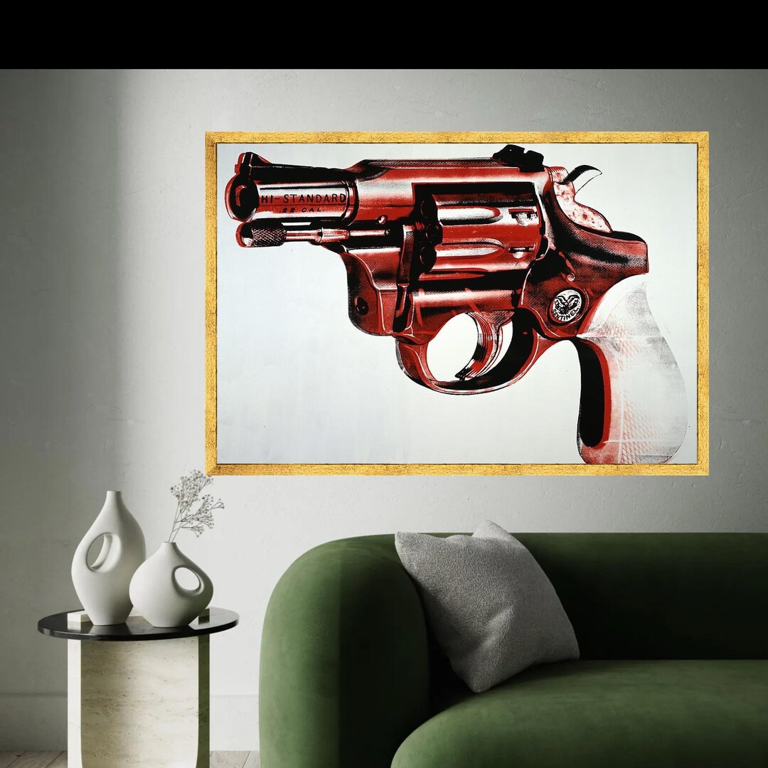 Pop Roll Revolver Red Revolver Pop Art Canvas, Andy Warhol Style Wall Art, Contemporary ...
