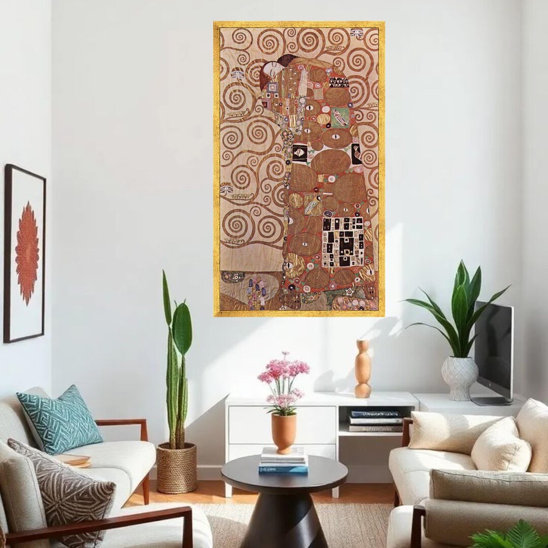 The Kiss Canvas Wall Art by Gustav Klimt, Gold Art Nouveau Reproduction ...