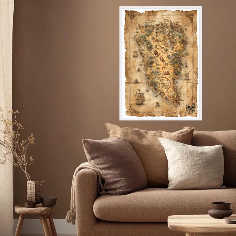 Vintage Pirate Treasure Map Canvas, Nautical Adventure Wall Art - Etsy